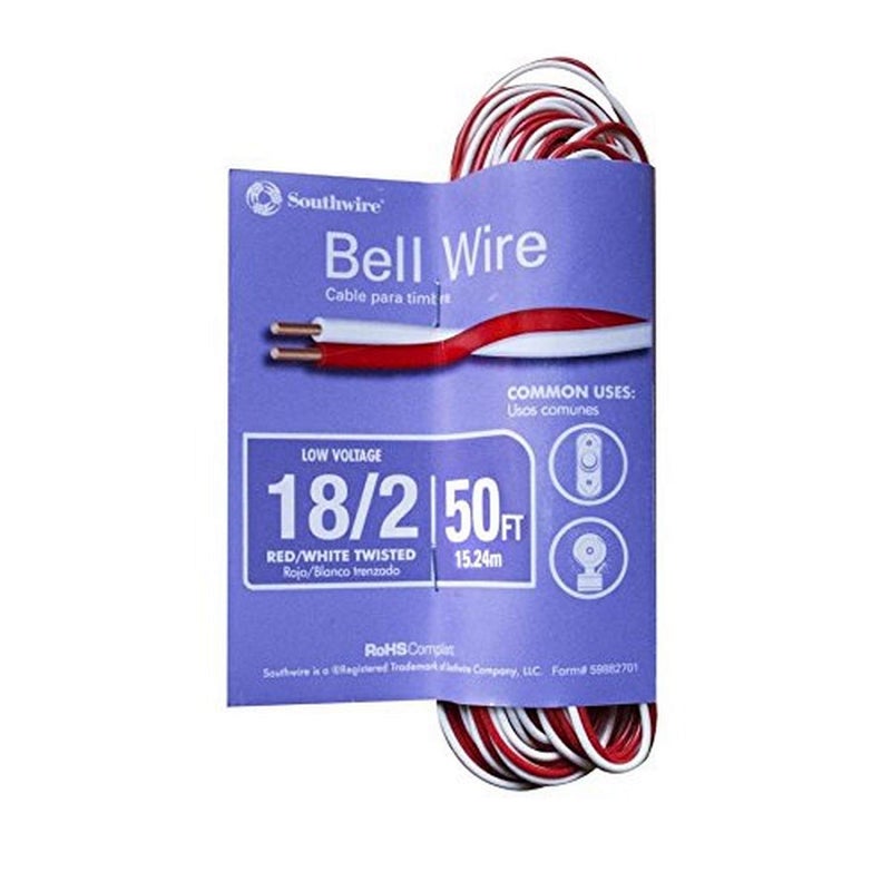 50' 18/2 Red/White Bell Wire